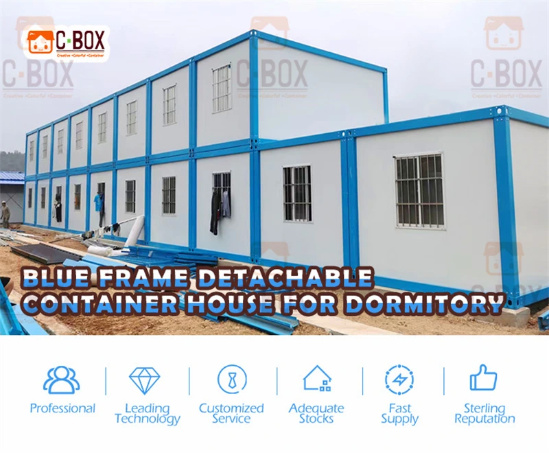 blue frame container house